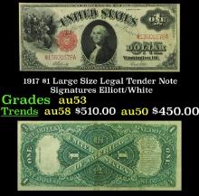 1917 $1 Large Size Legal Tender Note Grades Select AU Signatures Elliott/White