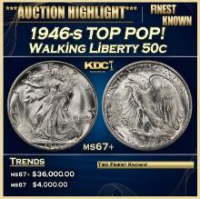 1946-s Walking Liberty Half Dollar TOP POP! 50c ms67+ SEGS
