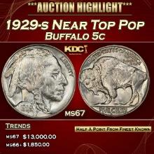 1929-s Buffalo Nickel Near Top Pop 5c ms67 SEGS