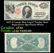 1917 $1 Large Size Legal Tender Note Grades xf Signatures Speelman/White