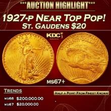 1927-p Gold St. Gaudens Double Eagle Near Top Pop! $20 ms67+ SEGS