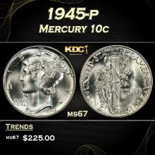 1945-p Mercury Dime 10c ms67 SEGS