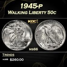 1945-p Walking Liberty Half Dollar 50c Grades ms66