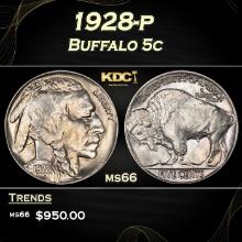 1928-p Buffalo Nickel 5c Grades ms66