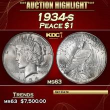1934-s Peace Dollar $1 ms63 USCG
