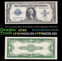 1923 $1 large size Silver Certificate Key To Series Grades xf Signatures Woods/Tate