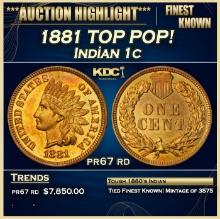 1881 Proof Indian Cent TOP POP! 1c pr67 rd SEGS
