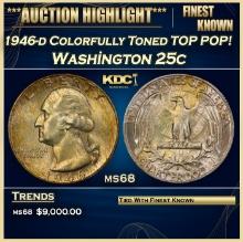 1946-d Washington Quarter Colorfully Toned TOP POP! 25c ms68 SEGS