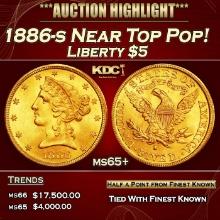 1886-s Gold Liberty Half Eagle Near Top Pop! $5 ms65+ SEGS