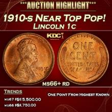 1910-s Lincoln Cent Near Top Pop! 1c ms66+ rd SEGS