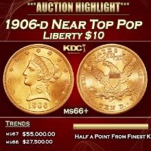 1906-d Gold Liberty Eagle Near Top Pop $10 ms66+ SEGS