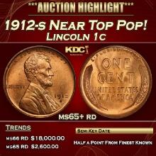 1912-s Lincoln Cent Near Top Pop! 1c ms65+ rd SEGS