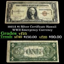 1935A $1 Silver Certificate Hawaii WWII Emergency Currency Grades vf+
