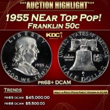 1955 Proof Franklin Half Dollar NEar Top Pop! 50c pr68+ DCAM SEGS