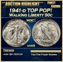 1941-d Walking Liberty Half Dollar TOP POP! 50c ms68 SEGS