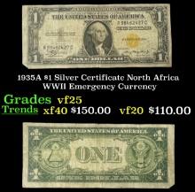 1935A $1 Silver Certificate North Africa WWII Emergency Currency Grades vf+