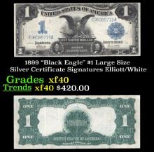 1899 $1 large size Silver Certificate "Black Eagle" Grades xf Signatures Elliott/White