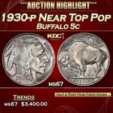 1930-p Buffalo Nickel Near Top Pop 5c ms67 SEGS