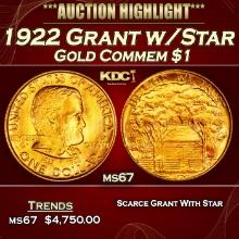 1922 Grant w/Star Gold Commem Dollar 1 ms67 SEGS