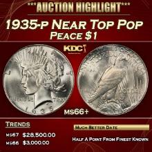 1935-p Peace Dollar Near Top Pop $1 ms66+ SEGS