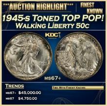 1945-s Walking Liberty Half Dollar Toned TOP POP! 50c ms67+ SEGS