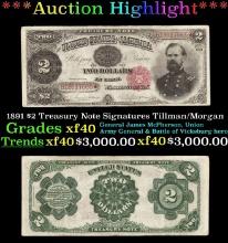 1891 $2 Treasury Note Grades xf Signatures Tillman/Morgan