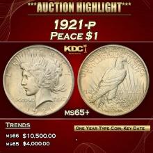 1921-p Peace Dollar $1 ms65+ SEGS
