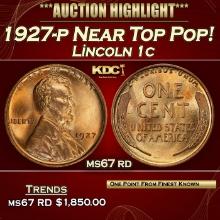 1927-p Lincoln Cent Near Top Pop! 1c ms67 rd SEGS