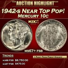 1942-s Mercury Dime Near Top Pop! 10c ms67+ fsb SEGS