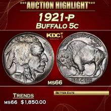 1921-p Buffalo Nickel 5c ms66 SEGS