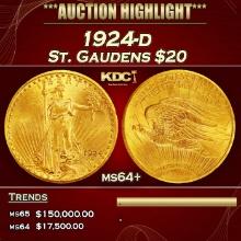 1924-d Gold St. Gaudens Double Eagle $20 ms64+ SEGS