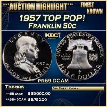 1957 Proof Franklin Half Dollar TOP POP! 50c pr69 DCAM SEGS