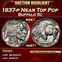 1937-p Buffalo Nickel Near Top Pop 5c ms67+ SEGS