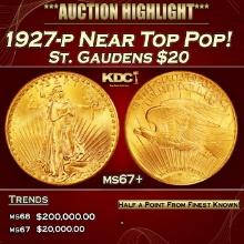 1927-p Gold St. Gaudens Double Eagle Near Top Pop! $20 ms67+ SEGS