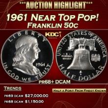 1961 Proof Franklin Half Dollar Near Top Pop! 50c pr68+ DCAM SEGS