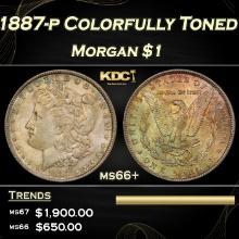 1887-p Morgan Dollar Colorfully Toned $1 ms66+ SEGS