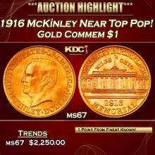 1916 McKinley Gold Commem Dollar Near Top Pop! 1 ms67 SEGS