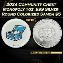 2024 Community Chest Monopoly 1oz .999 Silver Round Colorized Samoa Round