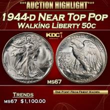 1944-d Walking Liberty Half Dollar Near Top Pop 50c ms67 SEGS