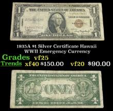 1935A $1 Silver Certificate Hawaii WWII Emergency Currency Grades vf+