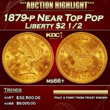 1879-p Gold Liberty Quarter Eagle Near Top Pop $2 1/2 ms66+ SEGS
