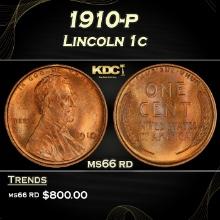 1910-p Lincoln Cent 1c Grades ms66 rd