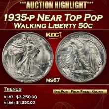 1935-p Walking Liberty Half Dollar Near Top Pop 50c ms67 SEGS