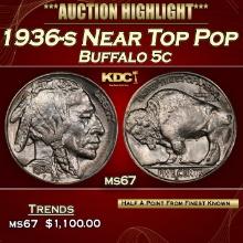 1936-s Buffalo Nickel Near Top Pop 5c ms67 SEGS