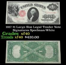 1917 $1 Large Size Legal Tender Note Grades xf Signatures Speelman/White