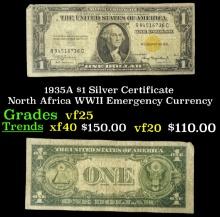 1935A $1 Silver Certificate North Africa WWII Emergency Currency Grades vf+