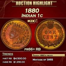 1880 Proof Indian Cent 1c pr66+ RB SEGS