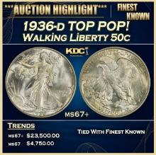 1936-d Walking Liberty Half Dollar TOP POP! 50c ms67+ SEGS