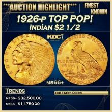 1926-p Gold Indian Quarter Eagle TOP POP! $2 1/2 ms66+ USCG