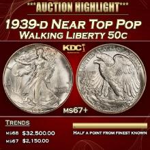1939-d Walking Liberty Half Dollar Near Top Pop 50c ms67+ SEGS